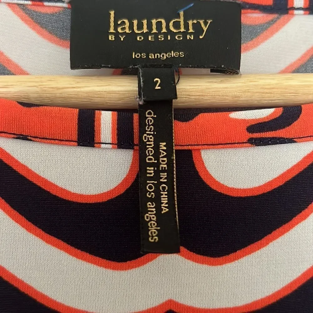 Laundry by Design Orange and Blue Geometric Dress Size 2 - Picture 4 of 7